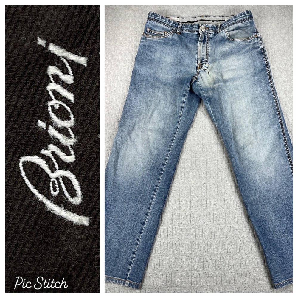 Brioni Stelvio‎ made in Italy Jeans Men 34/32X28 Blue Distressed Medium wash